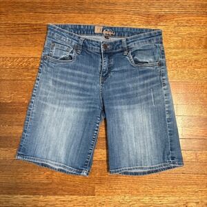 KUT from the Kloth Womens Size 8 Blue Denim Bermuda Shorts Distressed